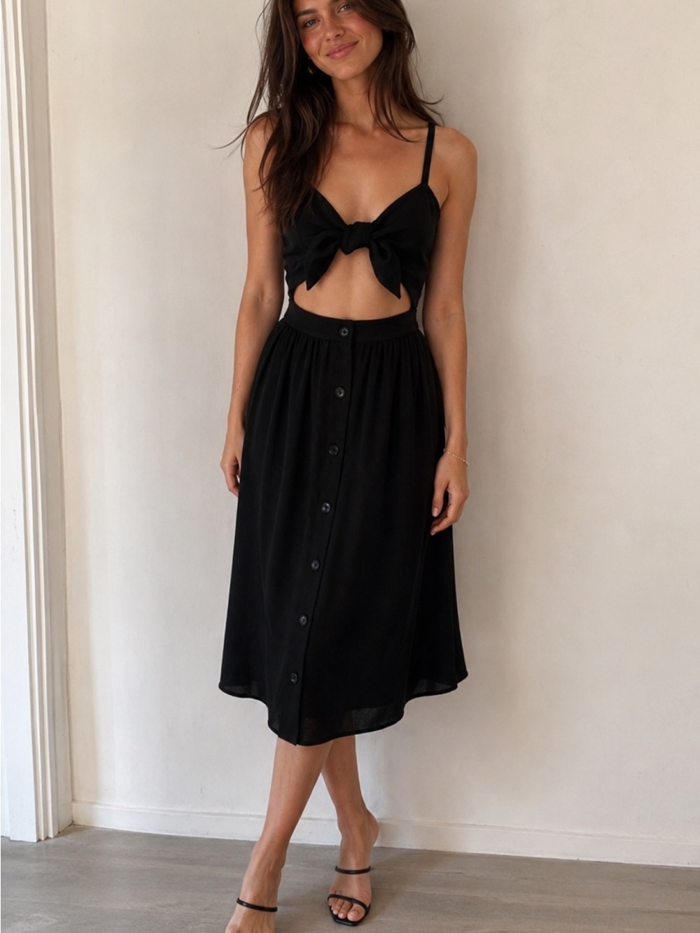 Aritzia Wilfred Adelia Black Dress | European Summer Coastal Chic Quiet Luxury